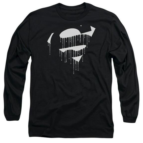 Superman Dripping Shield Long Sleeve Adult 18/1 T-Shirt Black