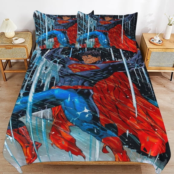 Duvet Cover Bedding Set Cartoon Print Soft Quilt Cover 3 Pieces, 1 Comforter Cover & 2 Pillowcases for Kids Teens Boys Girls Room Decor 90"x90"