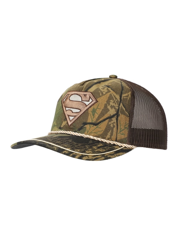 Superman Embroidered Logo Adult Camouflage Retro Trucker Hat