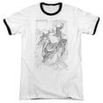 thumbnail image 1 of Superman Exploding Space Sketch Adult Ringer T-Shirt White Black, 1 of 1