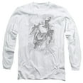 thumbnail image 1 of Superman Exploding Space Sketch Long Sleeve Adult 18/1 T-Shirt White, 1 of 1