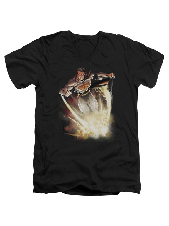 Superman Explosive Adult V-Neck T-Shirt Black