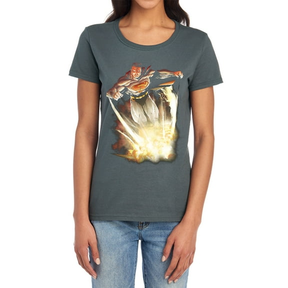 Superman Explosive Women's T Shirt, Charcoal, Large
