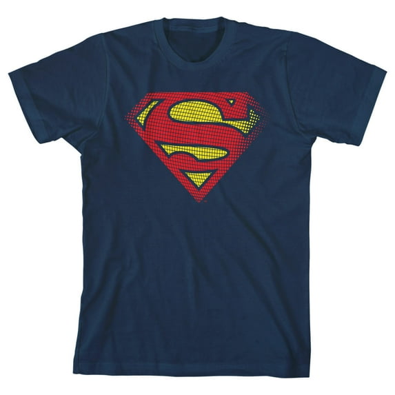 Superman Faded Logo Boy's Navy T-shirt-Small