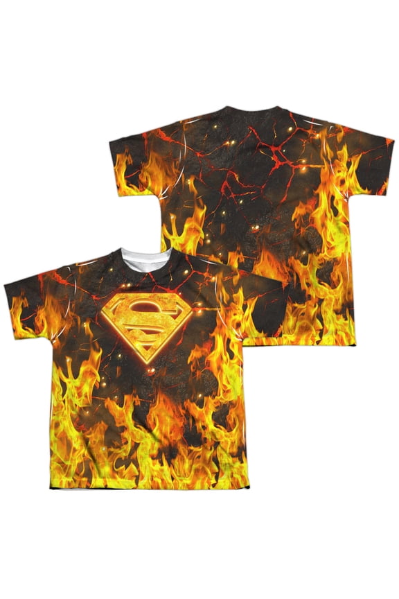 Superman Fire Logo (Front Back Print) Big Boys Sublimation Shirt