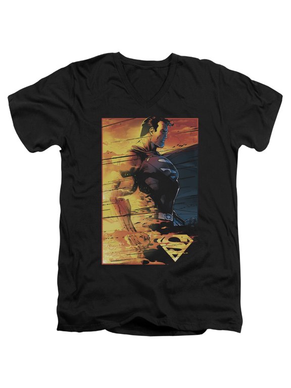 Superman Fireproof Adult V-Neck T-Shirt Black