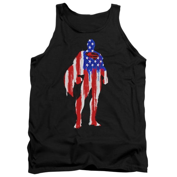 Superman Flag Silhouette Adult Tank Top Black