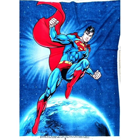 Superman Fleece Panel (Great for a No-Sew Throw Blanket Wall Hanging and More) 46" x 62"