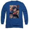 thumbnail image 1 of Superman Flight Of Steel Long Sleeve Adult 18/1 T-Shirt Royal Blue, 1 of 1