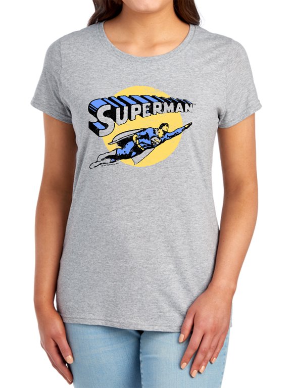 Superman Fly by Women's T Shirt, Athletic Heather, Small