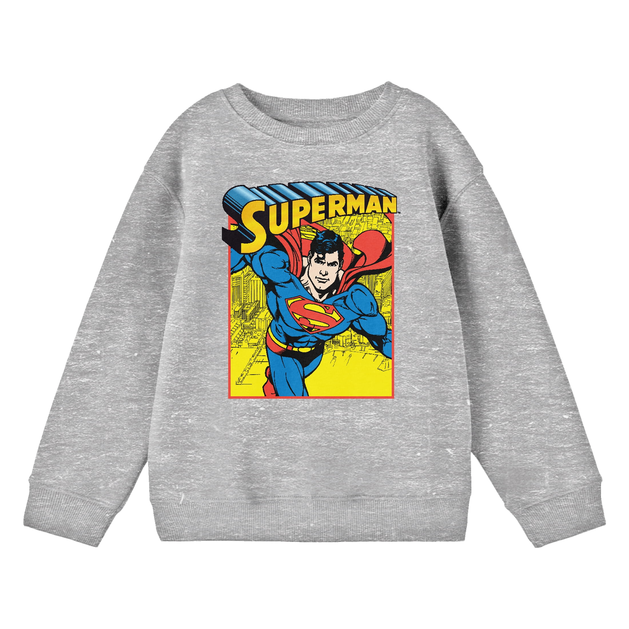 Superman Portrait Crew Neck Long Sleeve Athletic Heather Boy s Sweatshirt XL Walmart
