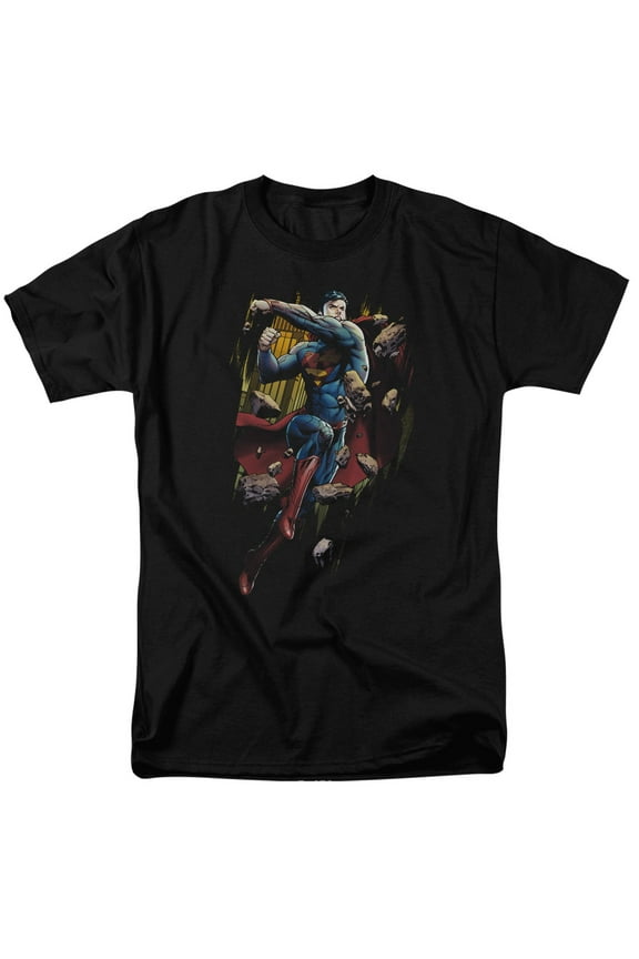 Superman Flying Determination Adult 18/1 T-Shirt Black