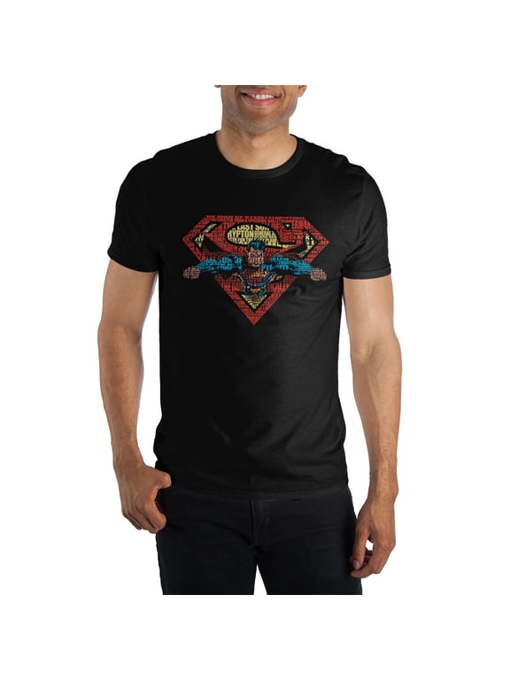Superman Flying Flight Logo Men's Black T-Shirt Tee Shirt-XX-Large