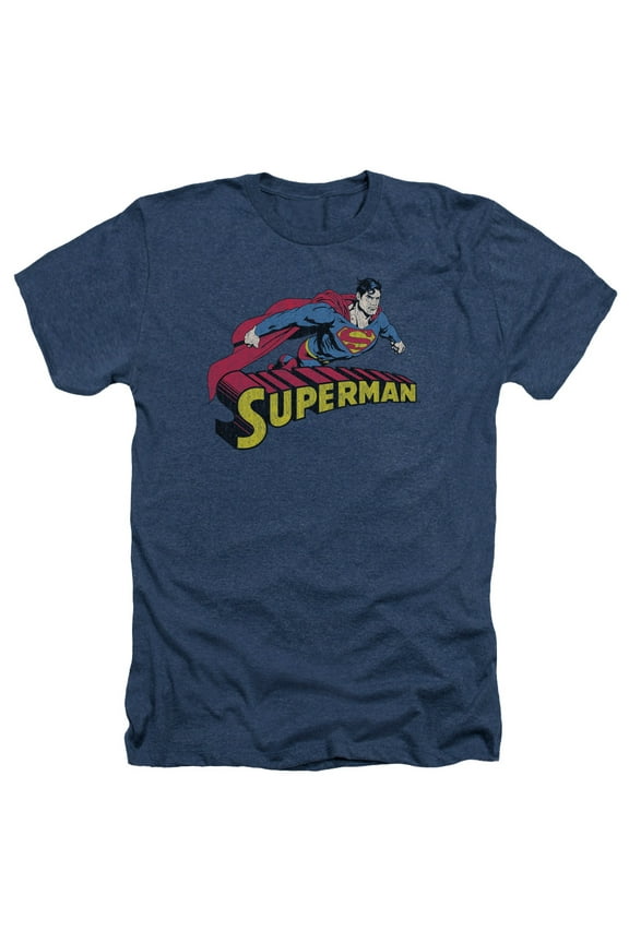 Superman - Flying Over - Heather Short Sleeve Shirt - Large