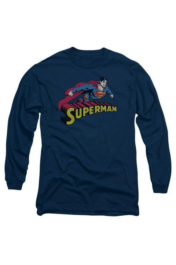 Superman - Flying Over - Long Sleeve Shirt - XX-Large