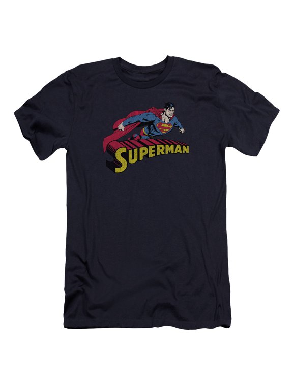 Superman - Flying Over - Premium Slim Fit Short Sleeve Shirt - Large