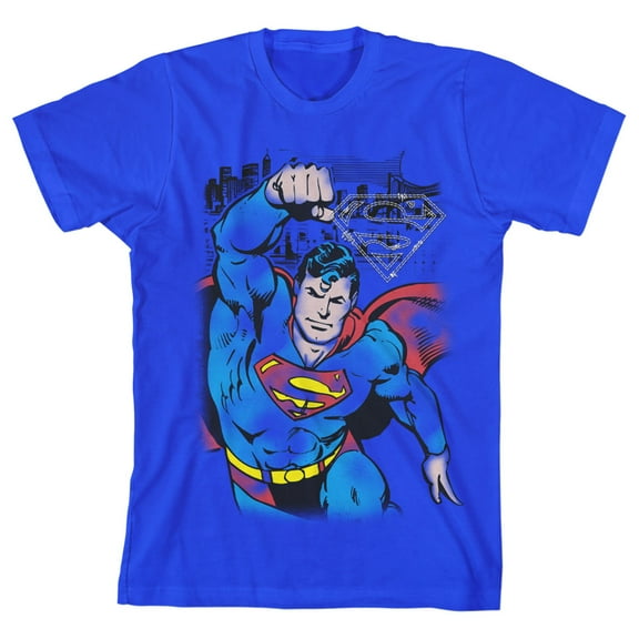 Superman Flying Youth Royal Blue Graphic Tee-Medium
