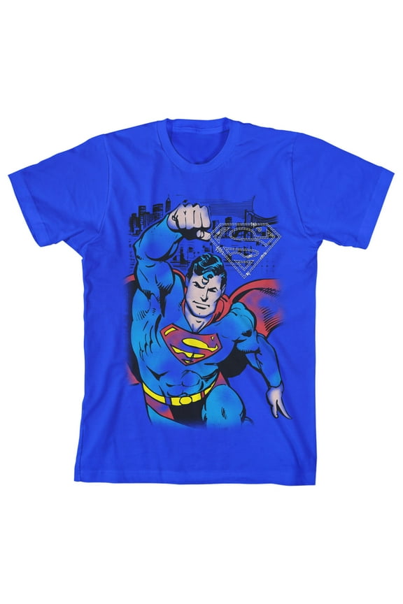 Superman Flying Youth Royal Blue Graphic Tee-XL
