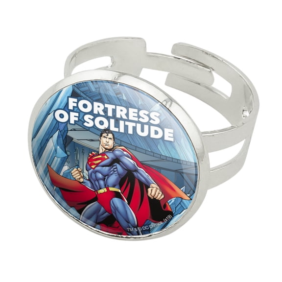 Superman Fortress of Solitude Silver Plated Adjustable Novelty Ring