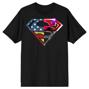 Superman Four Way Logo Men's Black T-shirt-4XL