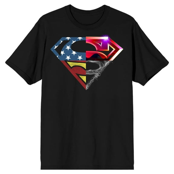 Superman Four Way Logo Men's Black T-shirt-S