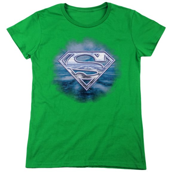 Superman Freedom of Flight Women's T Shirt, Kelly Green, Medium