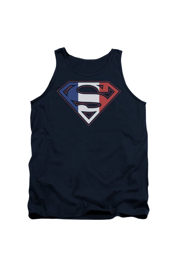 Superman French Shield Adult Tank Top Navy