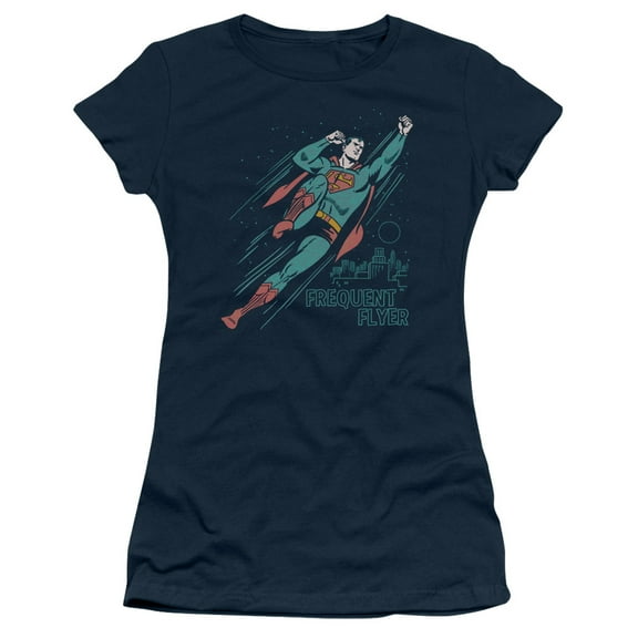 Superman Frequent Flyer Junior Women's T-Shirt Sheer Navy