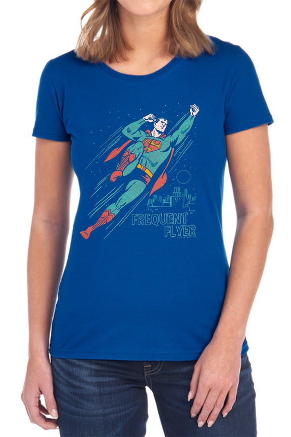 Superman Frequent Flyer Women's T Shirt, Royal, 2X-Large