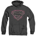 thumbnail image 1 of Superman Fuchsia Flames Adult Heather Hoodie Sweatshirt Black, 1 of 1