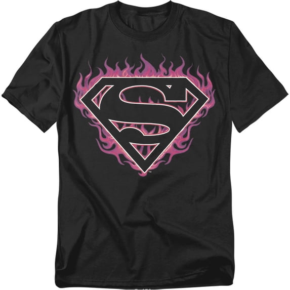 Superman Fuchsia Flames Mens Short Sleeve Shirt