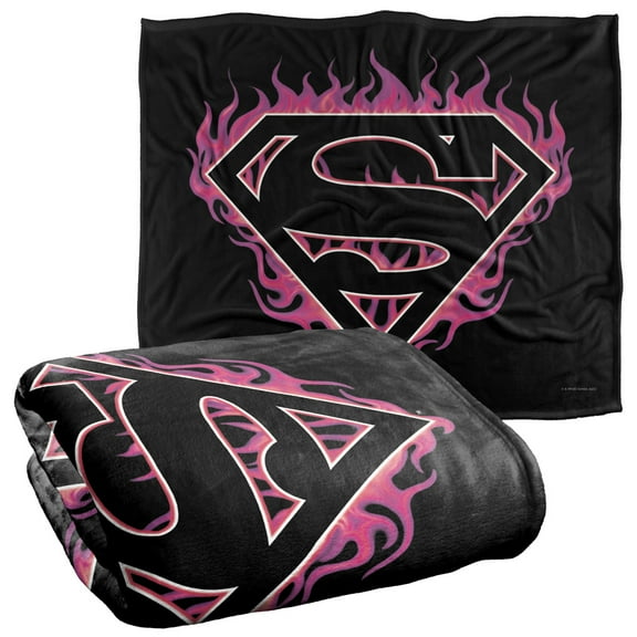 Superman Fuchsia Flames Officially Licensed Silky Touch Super Soft Throw Blanket 50' x 60'