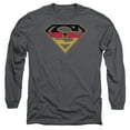 thumbnail image 1 of Superman German Shield Long Sleeve Adult 18/1 T-Shirt Charcoal, 1 of 2