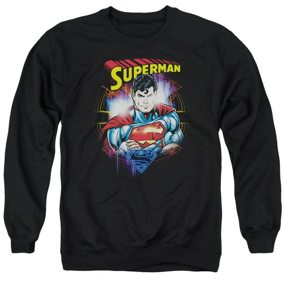Superman Glam Adult Crewneck Sweatshirt Black