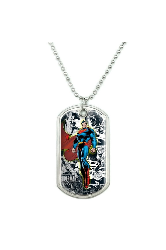 Superman Glowing Aura Military Dog Tag Pendant Necklace with Chain