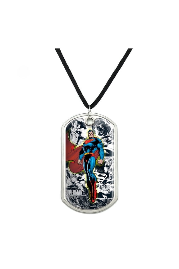 Superman Glowing Aura Military Dog Tag Pendant Necklace with Cord