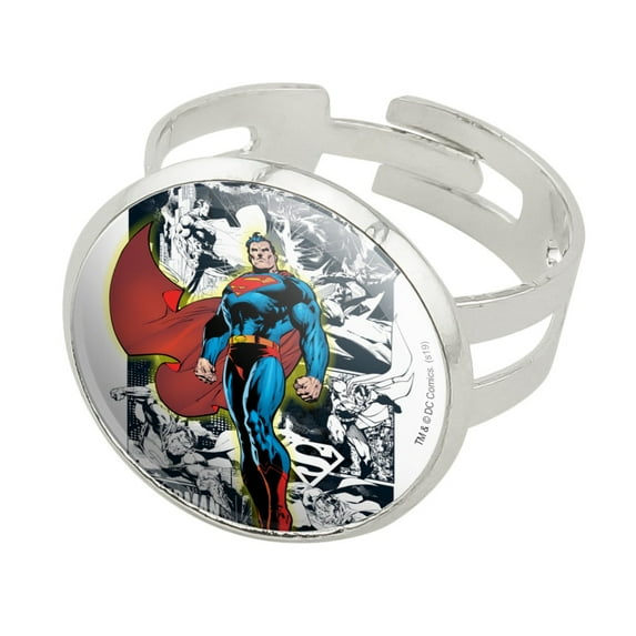 Superman Glowing Aura Silver Plated Adjustable Novelty Ring