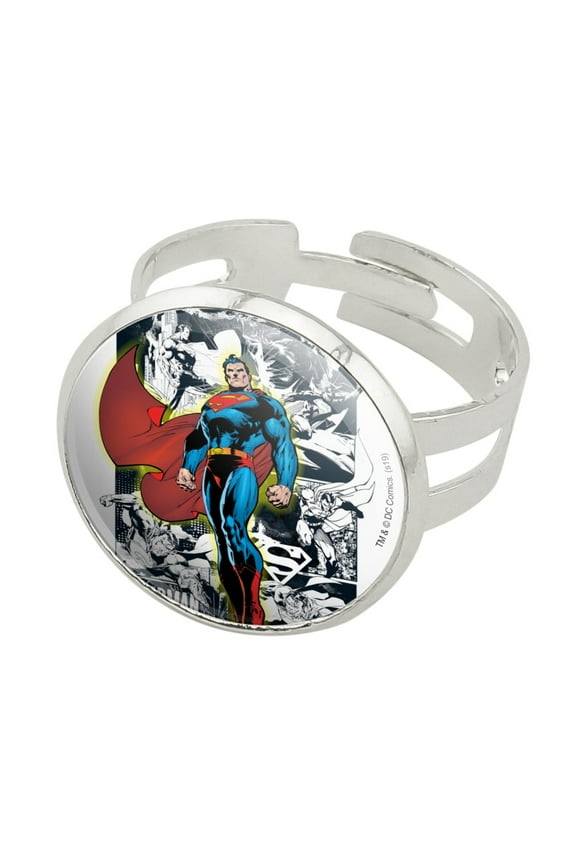 Superman Glowing Aura Silver Plated Adjustable Novelty Ring
