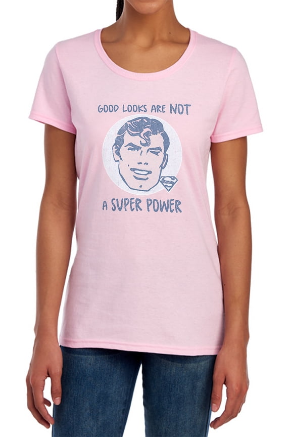 Superman Good Looks Women's T Shirt, Pink, Small