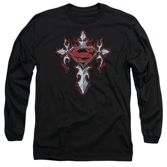 Superman - Gothic Steel Logo - Long Sleeve Shirt - Large
