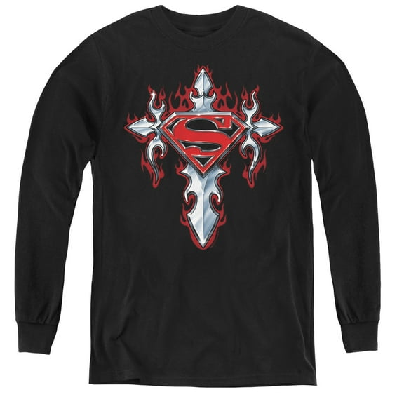 Superman - Gothic Steel Logo - Youth Long Sleeve Shirt - Medium