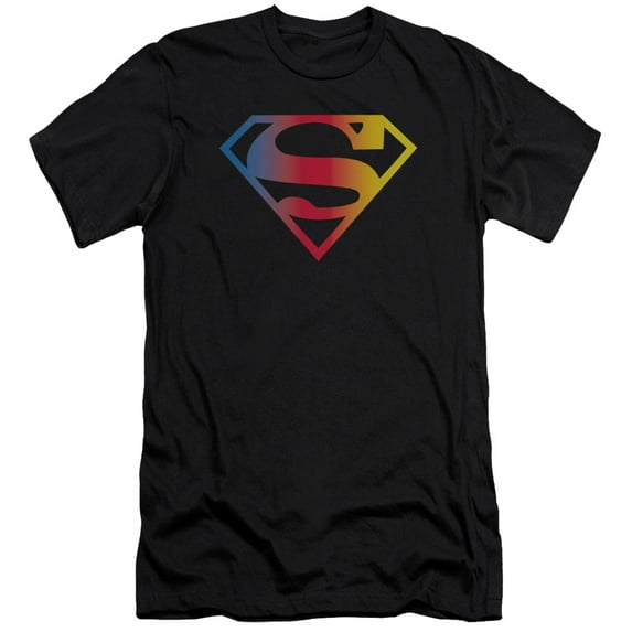 Superman Gradient Superman Logo Premium Adult Slim Fit 30/1 T-Shirt Black