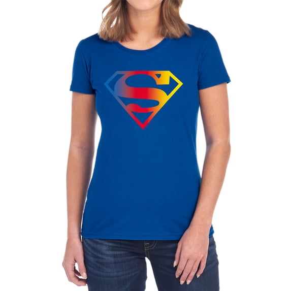Superman Gradient Superman Logo Women's T Shirt, Royal, Small