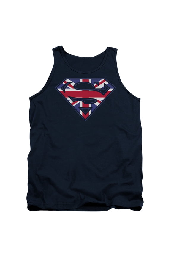 Superman Great Britian Shield Adult Tank Top Navy