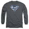 thumbnail image 1 of Superman Greek Shield Long Sleeve Adult 18/1 T-Shirt Charcoal, 1 of 1