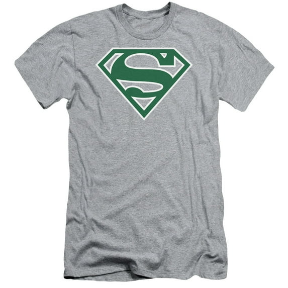 Superman Green & White Shield Adult 30/1 T-Shirt Athletic Heather