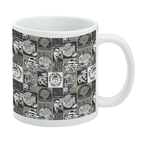 Superman Grey Pattern White Mug