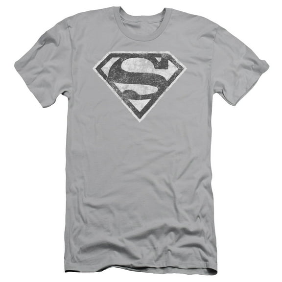 Superman Grey S Adult 30/1 T-Shirt Silver