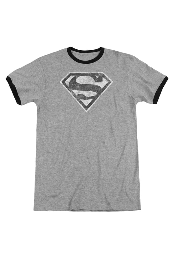 Superman/Grey Adult Ringer Heather/Black Sm1945B