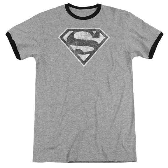 Superman/Grey Adult Ringer Heather/Black Sm1945B